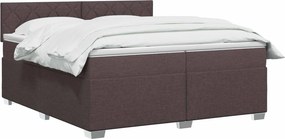 vidaXL Κρεβάτι box spring με στρώμα Σκούρο Καφέ 200 x 200 cm Ύφασμα