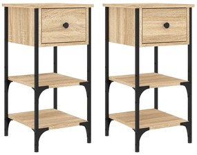 vidaXL Κομοδίνα 2 τεμ. Sonoma Δρυς 34x36x70 εκ. από Επεξεργασμένο Ξύλο