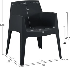 ΠΟΛΥΘΡΟΝΑ ΠΟΛΥΠΡΟΠΥΛΕΝΙΟΥ SLEEK HM6370.02 ΜΑΥΡΗ 68x63x82,5Υεκ.