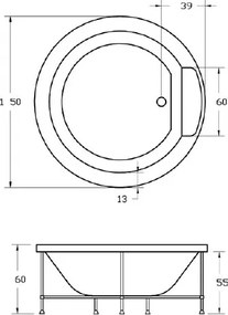 Sanitec Joanna 544 Φ150 cm - Στρόγγυλη Μπανιέρα - Χωρίς, Χωρίς, Χωρίς, Χωρίς