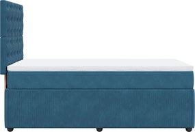 vidaXL Κρεβάτι Boxspring με Στρώμα Μπλε 90x190 εκ. Βελούδινο