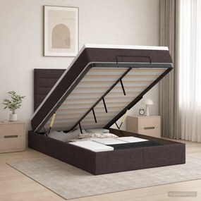 vidaXL Κρεβάτι Ottoman με Στρώμα και LED Σκούρο Καφέ 120 x 200 cm