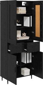vidaXL Highboard με συρτάρι 2 pcs Μαύρη Οξυά Επεξεργασμένο ξύλο
