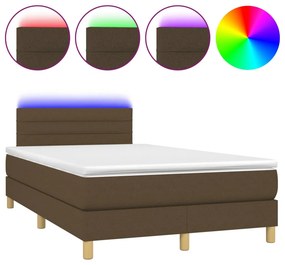 VidaXL Κρεβάτι Boxspring με Στρώμα & LED Σκ.Καφέ 120x190εκ. Υφασμάτινο