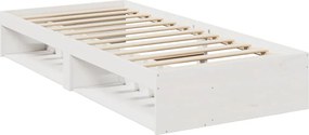 vidaXL Κρεβάτι ημέρας με στρώμα Λευκό 100x200 cm από μασίφ ξύλο πεύκο
