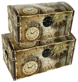 Σετ 2 Κουτιά MDF 39Χ21Χ21&amp; 32Χ16Χ16,5cm Ρολόι Etoile NN-743D