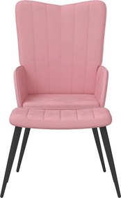 vidaXL Πολυθρόνα Relax Ροζ Βελούδινη με Σκαμπό