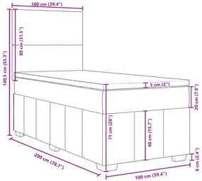 Κρεβάτι Boxspring με Στρώμα Σκούρο Καφέ 100x200 εκ. Υφασμάτινο - Καφέ