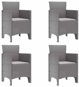 vidaXL Καρέκλα Κήπου 4 pcs Ανοιχτό γκρι 53 x 49 x 85 εκ. PP