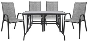 ΣΕΤ ΤΡΑΠΕΖΑΡΙΑΣ 5ΤΜΧ HM5193.01 ΜΕΤΑΛΛΙΚΗ ΜΕ 4 ΚΑΡΕΚΛΕΣ &amp; ΤΡΑΠΕΖΙ 110x60 ΓΚΡΙ