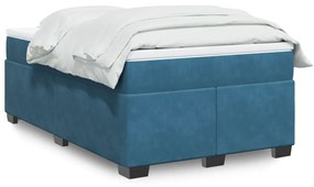 vidaXL Κρεβάτι Boxspring με Στρώμα Σκούρο Μπλε 120x200 εκ. Βελούδινο