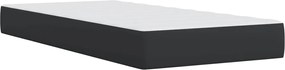 vidaXL Κρεβάτι Boxspring με Στρώμα Μαύρο 90x190εκ. από Συνθετικό Δέρμα