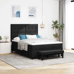 vidaXL Κρεβάτι με Στρώμα και Πάγκο Μαύρο 160x200 εκ Ύφασμα