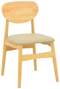 Καρέκλα Cardith pakoworld rubberwood-plywood σε φυσική απόχρωση-pu μπεζ 48x51x78εκ