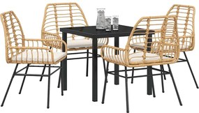 vidaXL Σέτ φαγητού για κήπο 5 pcs Καφέ συνθετικό ρατάν