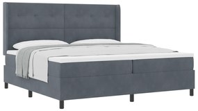vidaXL Στρώμα Κρεβατιού με Στρώμα Σκούρο Γκρι 200x200 εκ Βελούδο