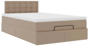 VidaXL Οθωμανικό κρεβάτι με στρώματα & LEDs Cappuccino Faux Leather
