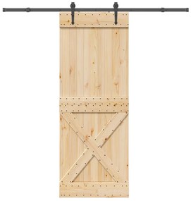 vidaXL Συρόμενη Μεσόπορτα με Μηχανισμό 85 x 210 εκ. Μασίφ Ξύλο Πεύκου