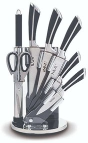 Μαχαίρια Σε Βάση (Σετ 8Τμχ) 10-167-021 Silver-Black Nava Ατσάλι