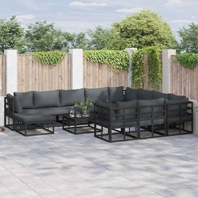 vidaXL Σετ Καναπέ Κήπου 12 pcs Μαύρο Μέταλλο