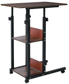 Βοηθητικό Τραπεζάκι LIFT Steel Μαύρο/Σκούρο Καρυδί 60x40x68/85cm