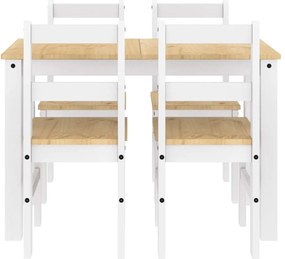 vidaXL Σετ Τραπεζαρίας 5 Τεμαχίων Panama από Μασίφ Ξύλο Πεύκου Λευκό