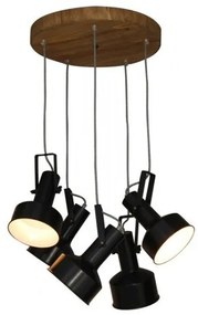 Φωτιστικό πολύφωτο FARCOM μαύρο με ξύλο HL-243S-5P Homelighting-77-3051-Μαύρο 77-3051