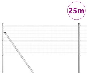 vidaXL Γαλβανισμένος φράκτης με 13 στήλες 0.6x25 μ. Γαλβανισμένο ατσάλι