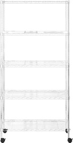 vidaXL Ραφιέρα 5 Επιπέδων με Τροχούς Χρωμέ 75x35x155 εκ. 250 κ.