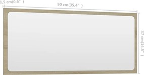 VidaXL Καθρέφτης Μπάνιου Sonoma Δρυς 90 x 1,5 x 37 εκ. Μοριοσανίδα