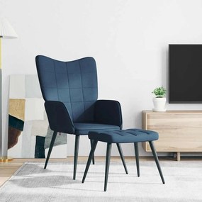 vidaXL Πολυθρόνα Relax Μπλε Υφασμάτινη με Σκαμπό