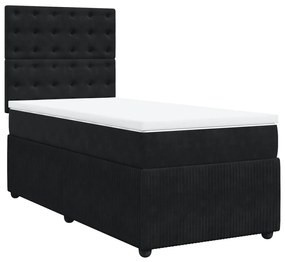 vidaXL Κρεβάτι Boxspring με Στρώμα Μαύρο 80 x 200 εκ. Βελούδινο