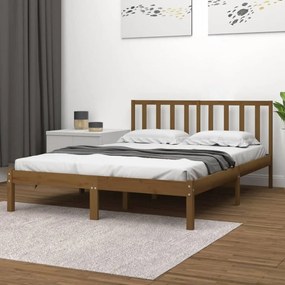 vidaXL Πλαίσιο Κρεβατιού Μελί 135 x 190 εκ Ξύλο Ξύλο Πεύκου Double