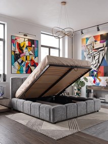 Επενδυμένο κρεβάτι  Poni-180 x 200-Γκρι σπέσιαλ