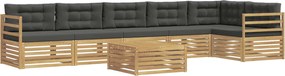 vidaXL Σειρά Καναπέ Εξωτερικού 7 pcs Άσπρο και Ανθρακί Πολυεστέρας