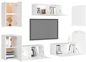 vidaXL Έπιπλα Τηλεόρασης Σετ 7 Τεμαχίων Λευκό από Επεξ. Ξύλο