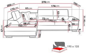 Γωνιακός Καναπές Comfivo 166, Λειτουργία ύπνου, Κόκκινο, Αποθηκευτικός χώρος, 270x202x71cm, 143 kg, Πόδια: Πλαστική ύλη, Μέταλλο | Epipla1.gr
