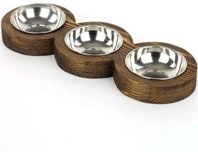 Μπωλ Φαγητού Κατοικιδίων 268EVL1392 48x16,5x3,5cm Walnut-Silver Hanah Home