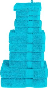 vidaXL Πετσέτες Premium Σετ 12 Τεμ. SOLUND Τιρκουάζ 600 γρ/μ²