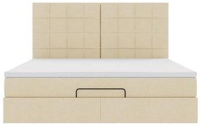 vidaXL Οθωμανικό κρεβάτι με στρώμα Cream 180x200cm ύφασμα