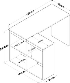 Γραφείο Δρυς / Λευκό HA113 120x50x74,8