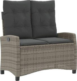 vidaXL Σετ Τραπεζαρίας Κήπου 2 τεμ. Γκρι Συνθ. Ρατάν με Μαξιλάρια