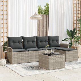 vidaXL Σα座ναπανα κήπου  6 τεμαχίων με μαξιλάρια γκρι πολυράτα