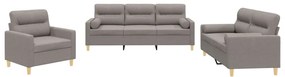 vidaXL Σετ Σαλονιού 3 Τεμαχίων Taupe από Ύφασμα
