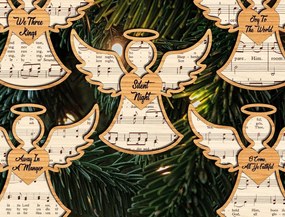 Σετ των 3 Intra απο ξύλο plywood 3mm-4mm πάχος Κοπής Χριστουγεννιάτικου Στολίδι Αγγέλου Δίασταση 8x8 cm INTRAFABR-111756458