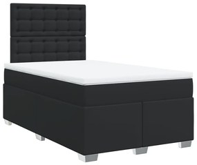 vidaXL Κρεβάτι Boxspring με Στρώμα Μαύρο 120x190εκ.από Συνθετικό Δέρμα