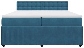 vidaXL Κρεβάτι Boxspring με Στρώμα Μπλε 200x200 εκ. Βελούδινο