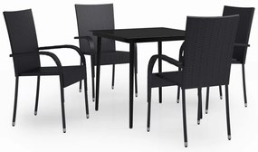 vidaXL Σετ Τραπεζαρίας Κήπου 5 Τεμαχίων Μαύρο