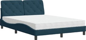 vidaXL Κρεβάτι με Στρώμα Μπλε 120x200 εκ. Βελούδινο