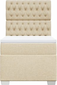 vidaXL Κρεβάτι Boxspring με Στρώμα Κρεμ 80 x 200 εκ. Υφασμάτινο